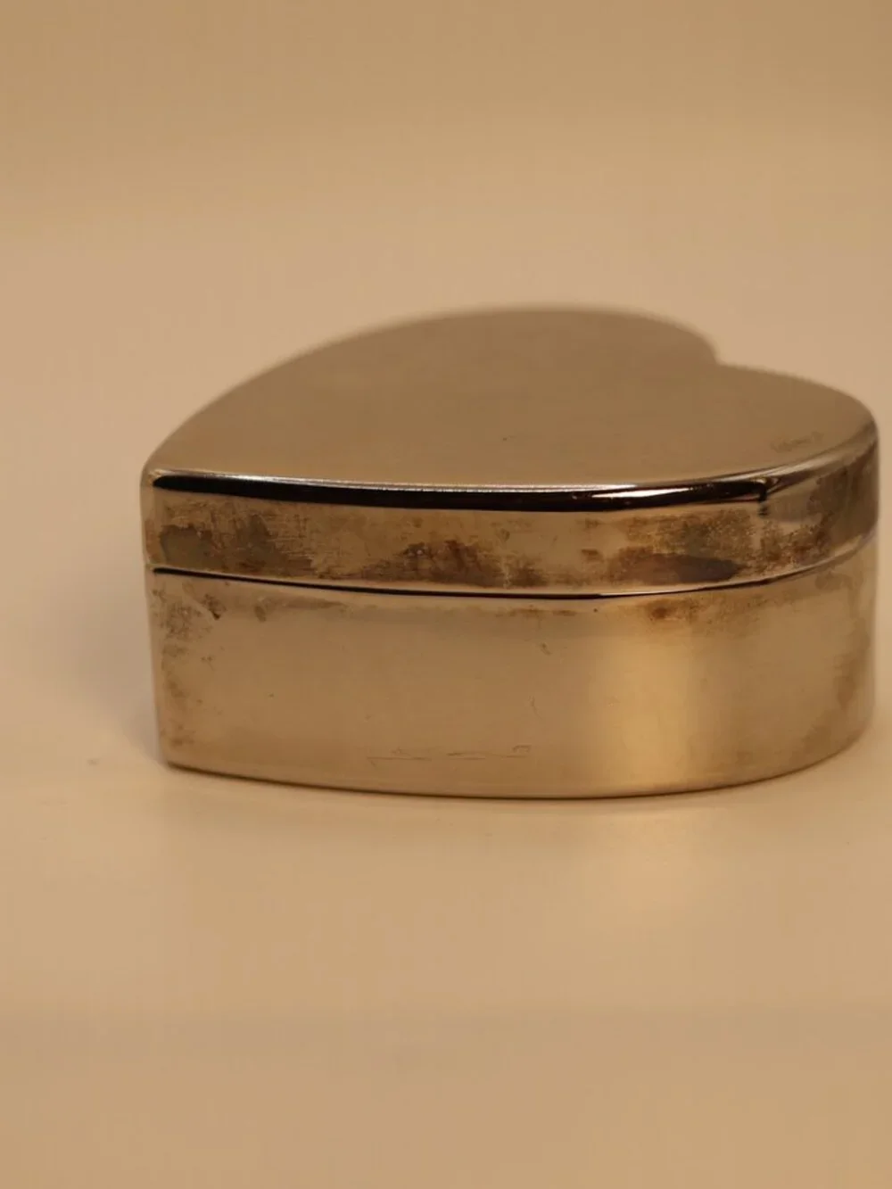 Vintage Silver Metal Heart Trinket Box | Velvet Lined